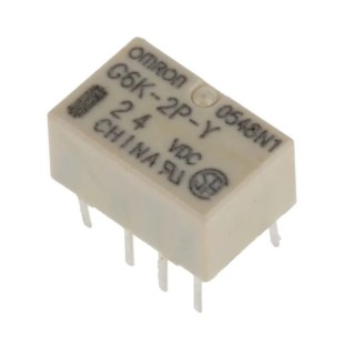 Omron PCB Signal Relay 24V DC Coil, 1A Switching Current, DPDT Contact Configuration G6K-2P-Y 24DC