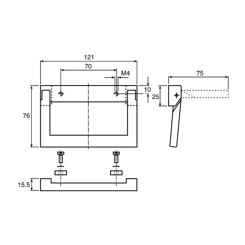 Steinbach & Vollman Aluminium Carrying Handle 120mm Width 76mm Height Load Capacity 100kg M4 Mounting Thread Size 387-3766