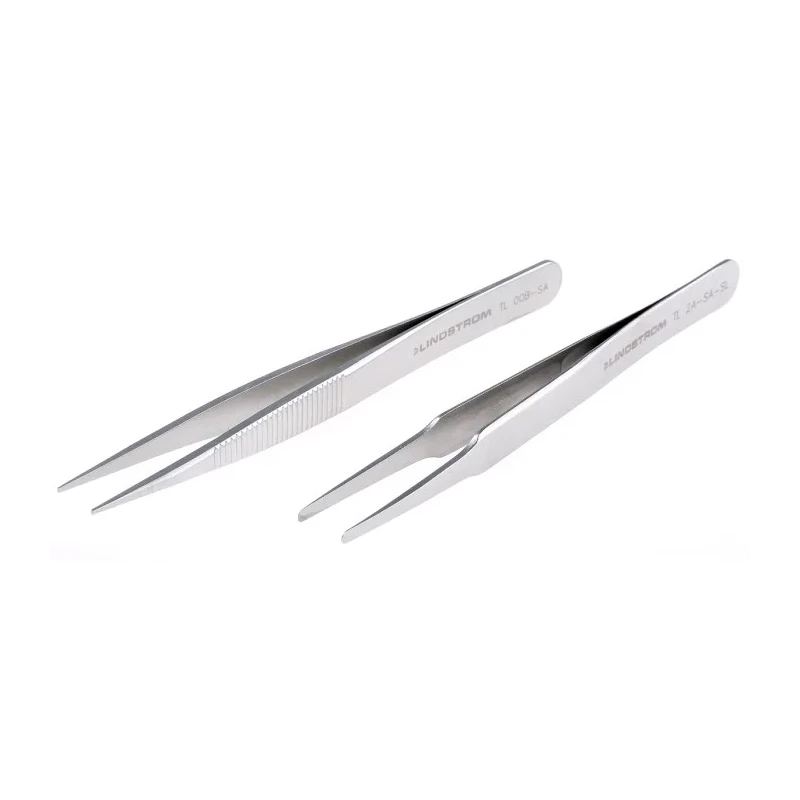 Lindstrom Stainless Steel Pointed ESD Safe Tweezer Set 115mm 2-Piece 9859
