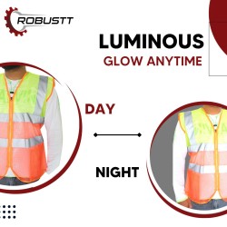 Buy Robustt PolyesterV Neck Dual Color Reflective Safety Jacket