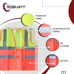 Buy Robustt PolyesterV Neck Dual Color Reflective Safety Jacket