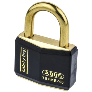 ABUS Keyed Brass Safety Padlock Weatherproof with 6.5 mm Shackle Diameter and 43 mm Body Width T84MB/40 KA 8401 Black