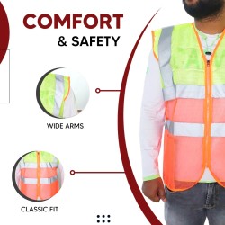 Buy Robustt PolyesterV Neck Dual Color Reflective Safety Jacket