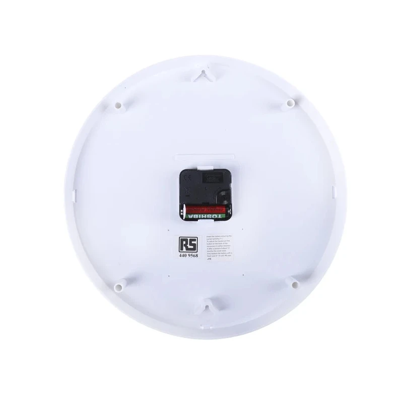 RS PRO White Analogue Wall Clock 300 mm Diameter Plastic Case Shatterproof 1 AA Battery 440-9568