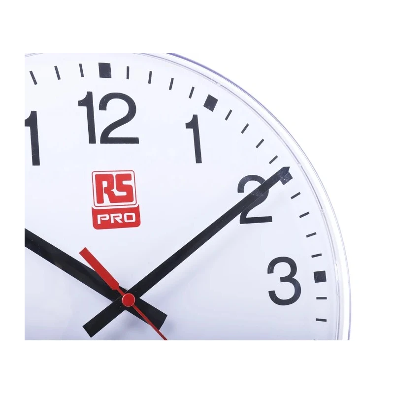 RS PRO White Analogue Wall Clock 300 mm Diameter Plastic Case Shatterproof 1 AA Battery 440-9568