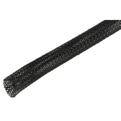 SES Sterling Expandable Braided Polyethylene Terephthalate Black Cable Sleeve 100m Length 10-20mm Diameter 06240006010