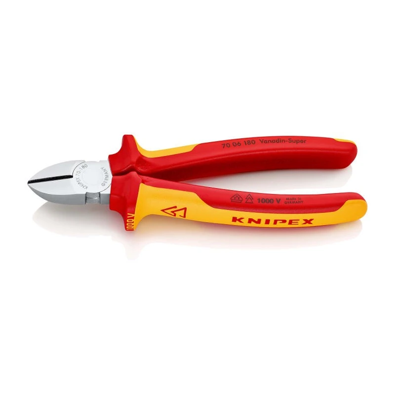 Knipex Side Cutter Diagonal Cutter With Bevel 180mm VDE/1000V Approved 70 06 180