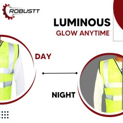 Buy Robustt Polyester V Neck Green Reflective Safety Jacket