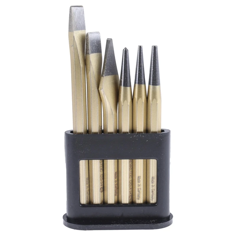 RS PRO 6-Piece Pin Punch Set, Chrome Vanadium Steel, Shank Diameter 3, 4mm, DIN 7255, Made in Germany 456-3634