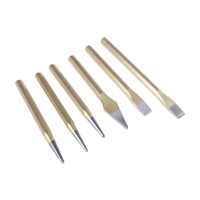 RS PRO 6-Piece Pin Punch Set, Chrome Vanadium Steel, Shank Diameter 3, 4mm, DIN 7255, Made in Germany 456-3634