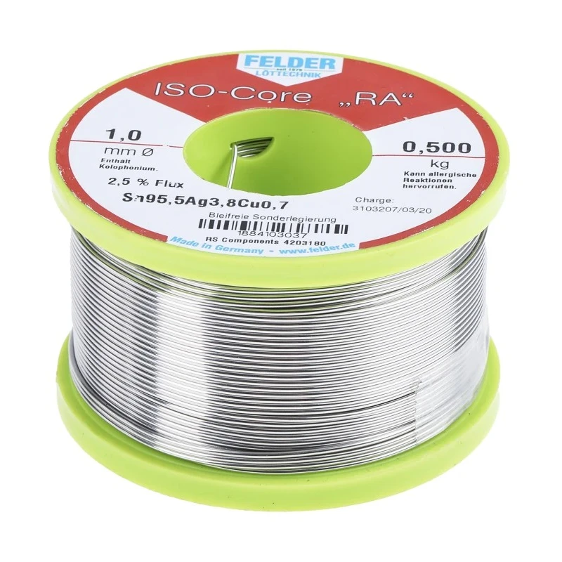 Felder Lottechnik Lead Free Solder Wire 1 mm Diameter 217°C Melting Point 500g 18.841.03037