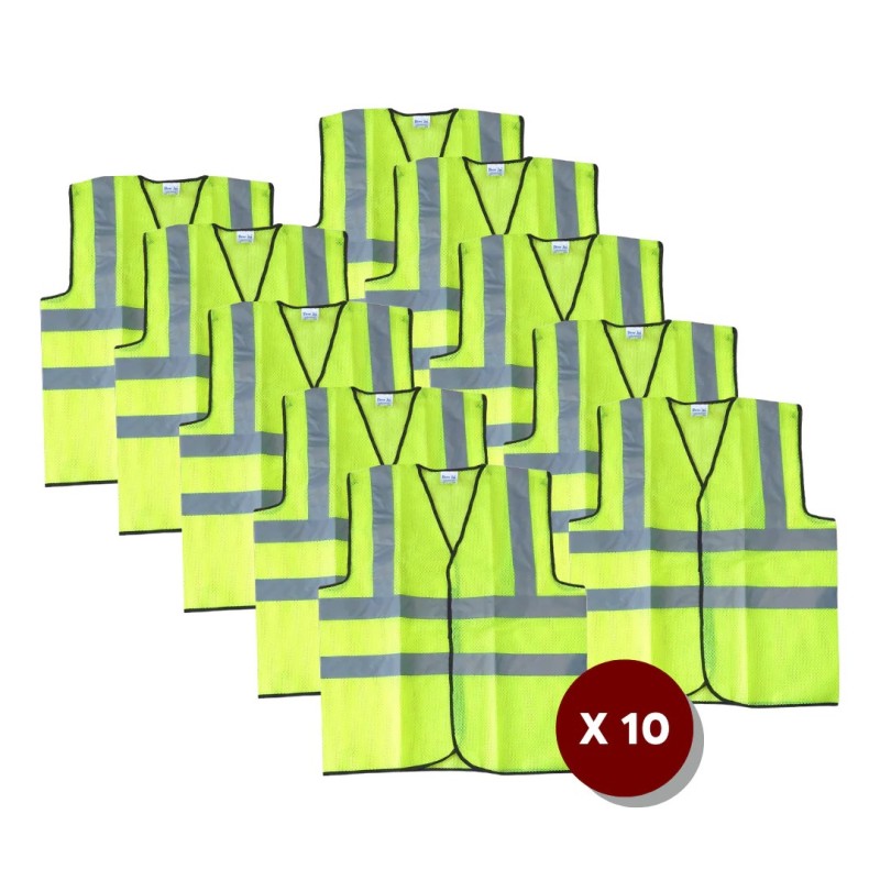 Buy Robustt Polyester V Neck Green Reflective Safety Jacket