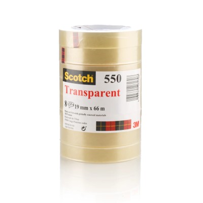3M Clear Office Tape 19mm Width x 66m Length Transparent Scotch 550 Series 550 TAPE 19MMX66MTR