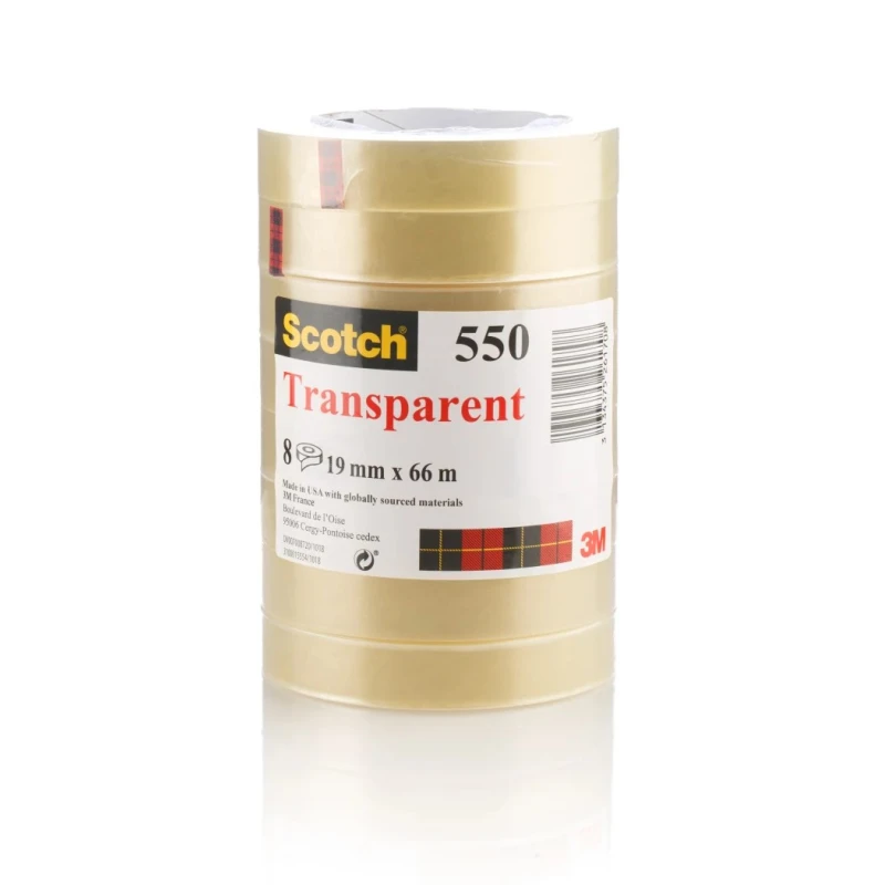 3M Clear Office Tape 19mm Width x 66m Length Transparent Scotch 550 Series 550 TAPE 19MMX66MTR