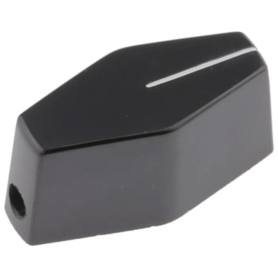 RS PRO Black Potentiometer Knob for 6.35 mm Circular Shaft, Grub Screw, Plastic, Height 15.9mm 465-8849