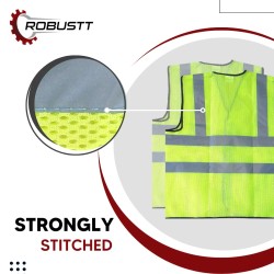 Buy Robustt Polyester V Neck Green Reflective Safety Jacket