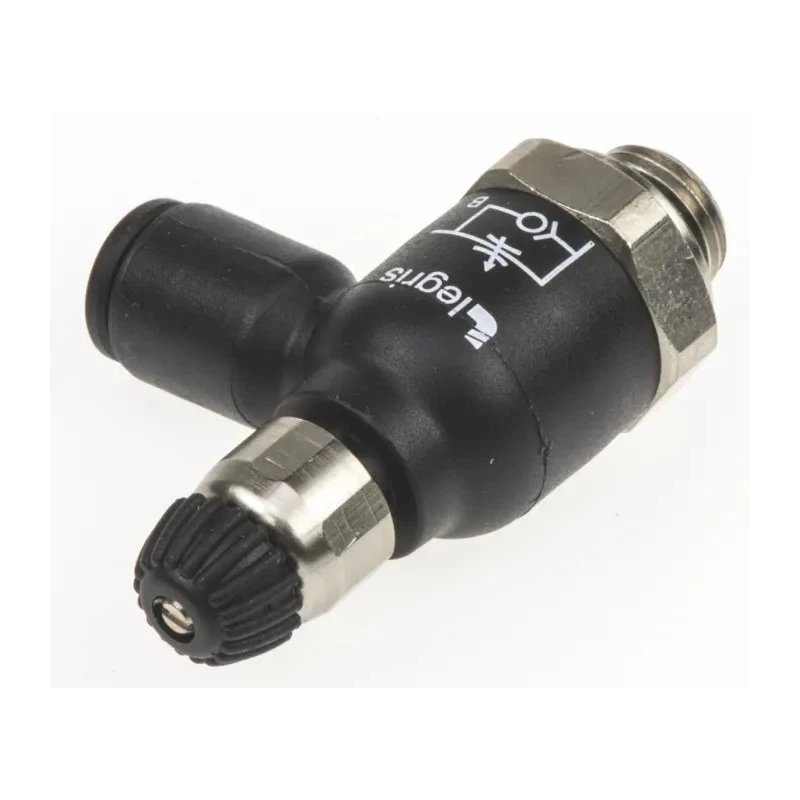 Legris 7061 Series Flow Controller Flow Regulator Tube Inlet 06 Threaded Outlet 1/8 in G Polymer CE REACH 10 bar 7061 06 10