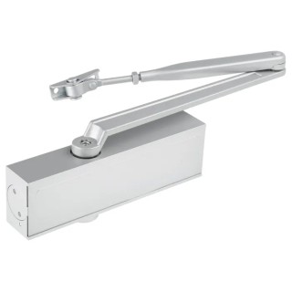 Briton Silver Overhead Door Closer Adjustable Strength Fire Door Compatible 1100mm 80kg Steel 1110.SES