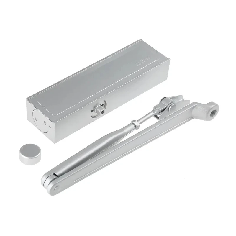 Briton Silver Overhead Door Closer Adjustable Strength Fire Door Compatible 1100mm 80kg Steel 1110.SES