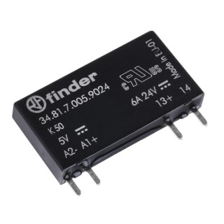 Finder 34 Series Solid State Relay 6 A Load PCB Mount 24 V dc Load 12V Control 34.81.7.005.9024