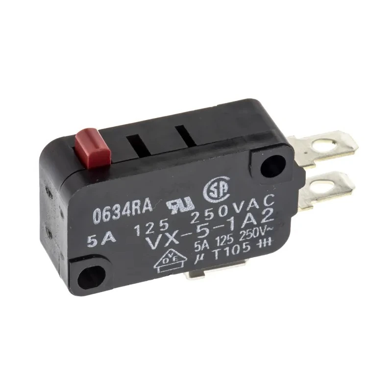 Omron Miniature Pin Plunger Micro Switch, Solder Terminal, 5A Contact, 30V DC, SPDT, IP40 VX-5-1A2