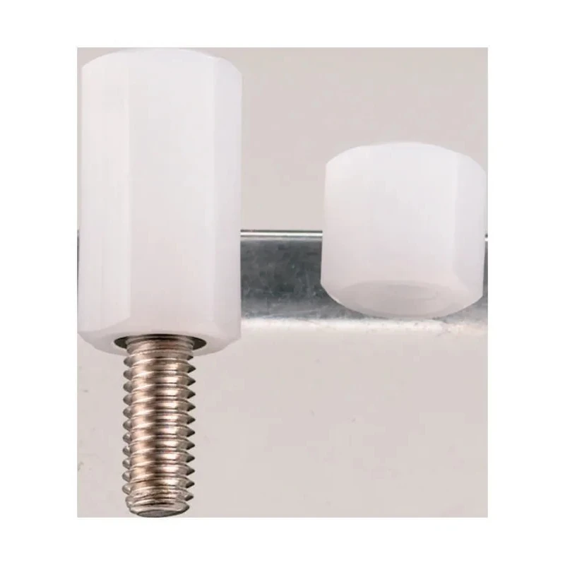 Mac 8 M2 Standoff, 10 mm Body, 5 mm Stud, Polyoxymethylene and Brass, Nickel Plated 2MQ-10