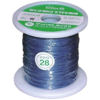 Sunhayato JUNFLON Series Blue 0.08 mm² 28 AWG Hook Up Wire, 100 m Length, 250 V, Ethylene Tetrafluoroethylene AWG28-100-U