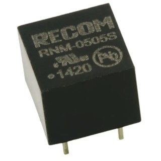 Recom DC/DC Converter 5V DC Output 200 mA, 5V DC Input, 4.5V Input, 1W Power, Through Hole Mount RNM-0505S