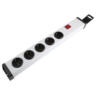 Bodo Ehmann 16A 250V 5 Gang Socket Bar Type F with Illuminated Power Switch 0201X00052300