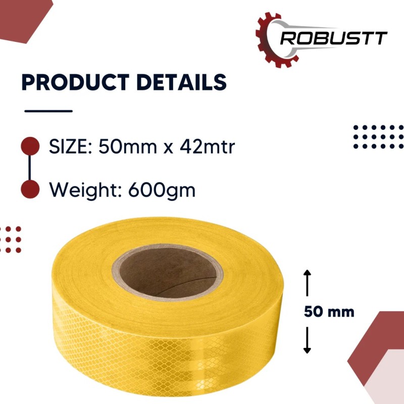 Buy Robustt PET Reflective Tape 42mx50mm Yellow at best price