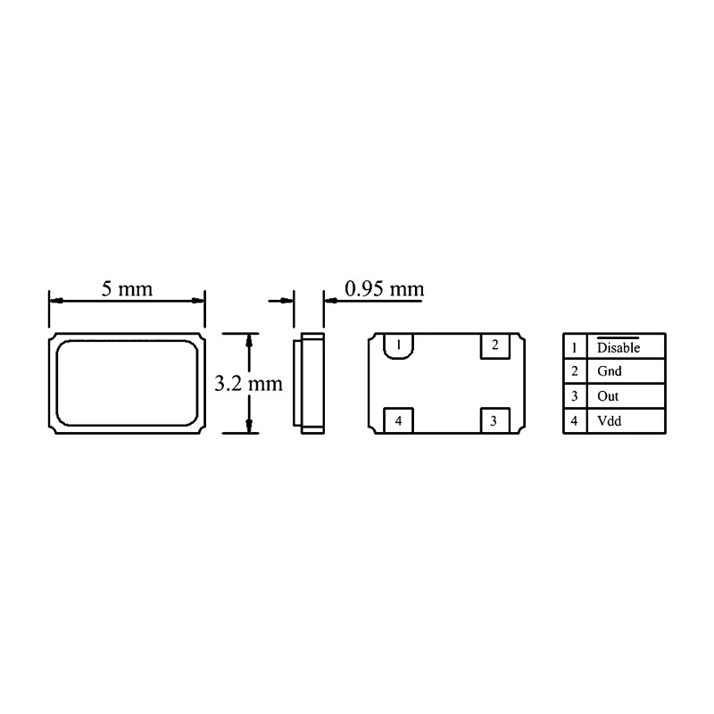 AKER 24MHz Clock Oscillator ±50 ppm CMOS 4-Pin Surface Mount S53305-24.000-X