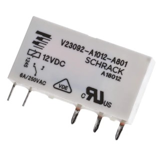 TE Connectivity Power Relay PCB Mount 12V DC Coil 6A Switching Current SPDT V23092A1012A801