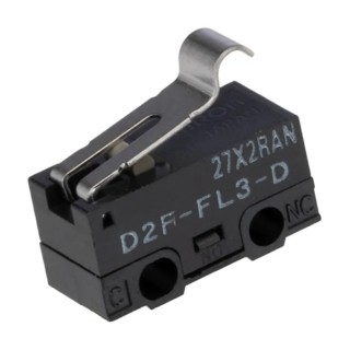 Omron Simulated Roller Lever Micro Switch, Solder Terminal, 1A, 30V DC, SPDT Contact, IP40 D2F-FL3-D