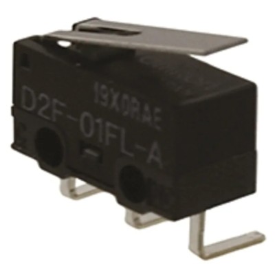 Omron Aratas Hinge Lever Micro Switch, Right Angle PCB Terminal, 100mA, SPDT Contact, IP40 Rated D2F-01FL-A
