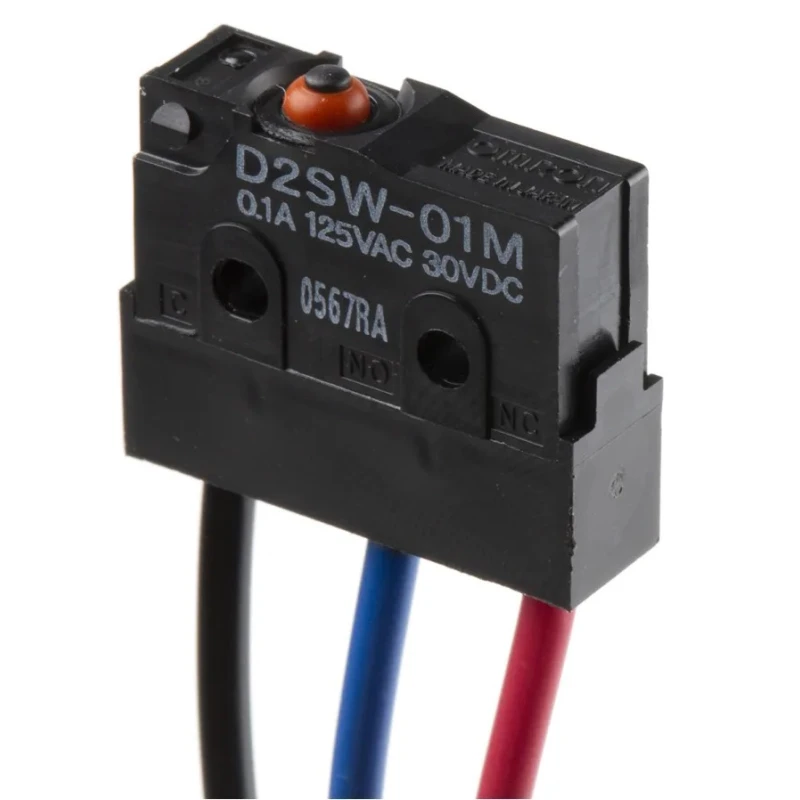 Omron Aratas Pin Plunger Micro Switch, Pre-Wired Terminal, 100mA, 250V AC, 30V DC, SPDT, IP67 D2SW-01M