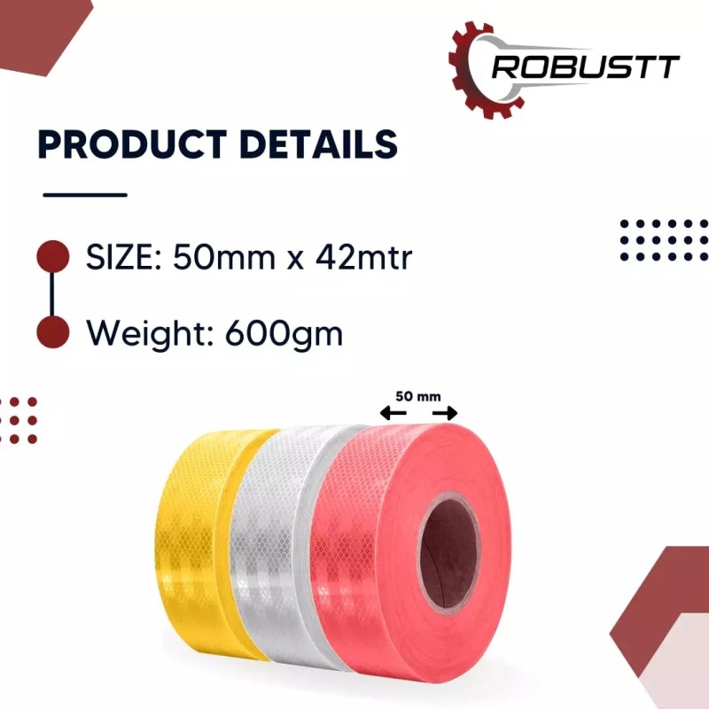 Buy Robustt PET Reflective Safety Tape 50mmx42m at best price