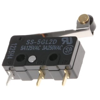 Omron Subminiature Roller Lever Micro Switch, Through Hole Terminal, 5A, 250V ac, SPDT, IP40 SS-5GL2D