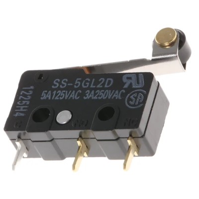 Omron Subminiature Roller Lever Micro Switch, Through Hole Terminal, 5A, 250V ac, SPDT, IP40 SS-5GL2D