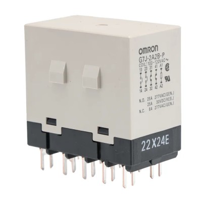 Omron PCB Power Relay, DPDT Contact Configuration, 120V AC Coil, 25A Switching Current, Silver Alloy G7J-2A2B-P 100/120VAC