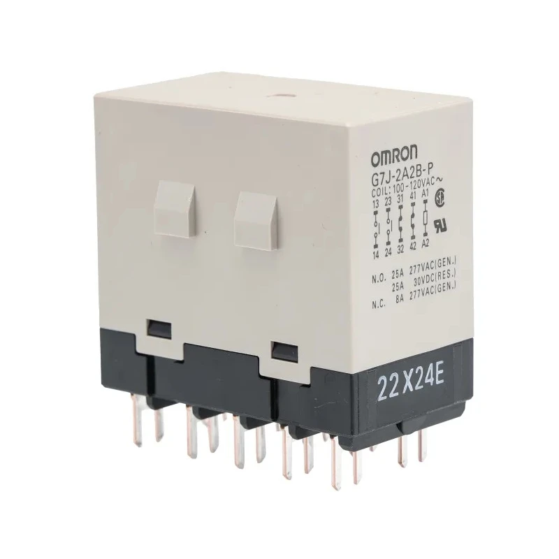 Omron PCB Power Relay, DPDT Contact Configuration, 120V AC Coil, 25A Switching Current, Silver Alloy G7J-2A2B-P 100/120VAC
