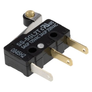 Omron Aratas Roller Lever Micro Switch, Tab Terminal, 5A, 250V AC, 30V DC, SPDT, IP40 SS-5GL2T