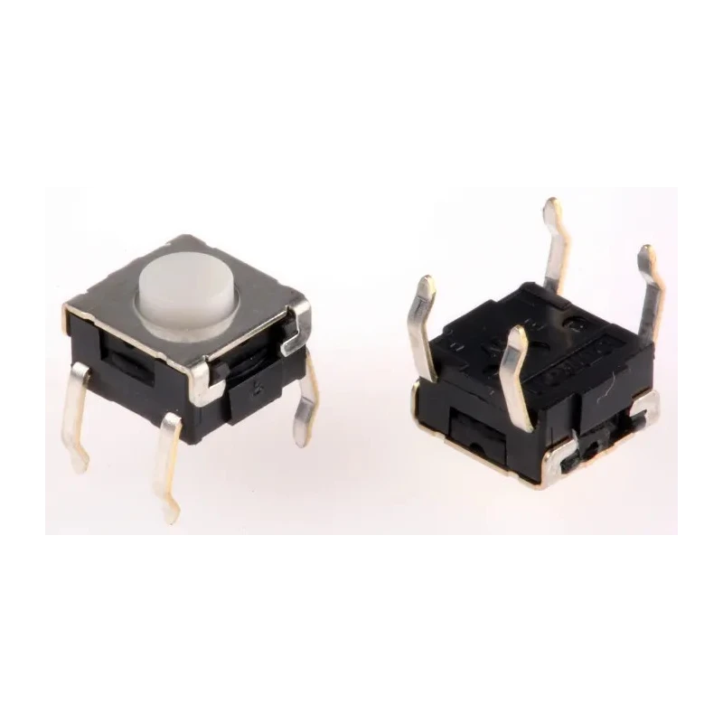Omron IP67 Tactile Switch Plunger, 0.9 mm Actuator, SPST Contact, 50mA 24 V DC, Through Hole Mount B3W-1000