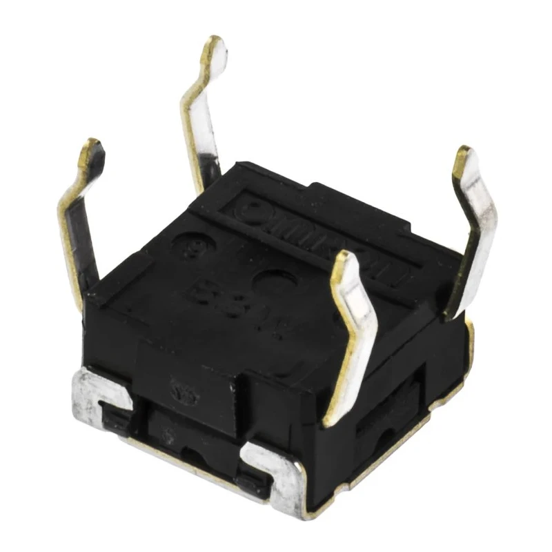 Omron IP67 Tactile Switch Plunger, 0.9 mm Actuator, SPST Contact, 50mA 24 V DC, Through Hole Mount B3W-1000