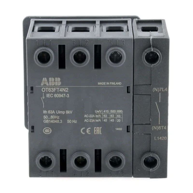 ABB 4-Pole Panel Mount Isolator Switch 63A IP20, 560 kW OT63FT4N2 1SCA105393R1001