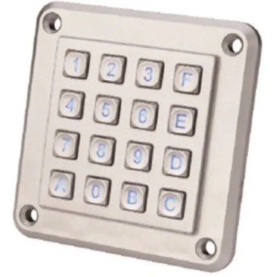 EOZ 16 Key Illuminated ABS Keypad IP67, Matrix Output, Yellow Housing, Polycarbonate Actuator IP67