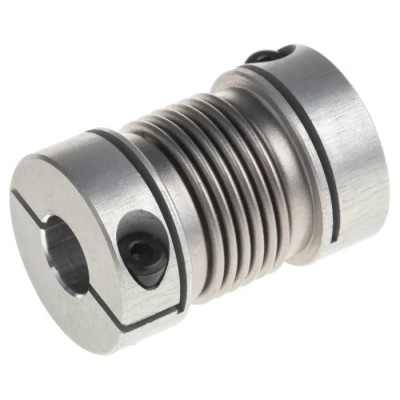 Huco Aluminium Hub Stainless Steel Bellows Clamp Style Flexible Coupler 7 mm Bore 16 mm OD 23 mm Length 554.16.2222