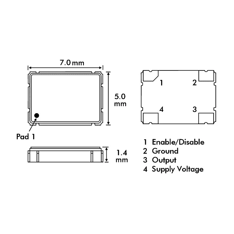 Euroquartz 20MHz XO Oscillator ±50 ppm HCMOS LSTTL 4-Pin Surface Mount XO91050UITA-20.000
