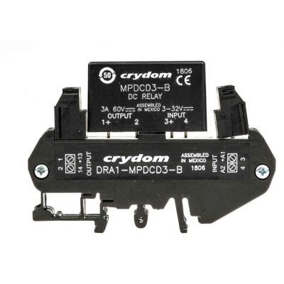 Sensata / Crydom Solid State Interface Relay, 3A Load Current, 32V DC Control, DIN Rail Mount, Screw Terminals DRA1-MP