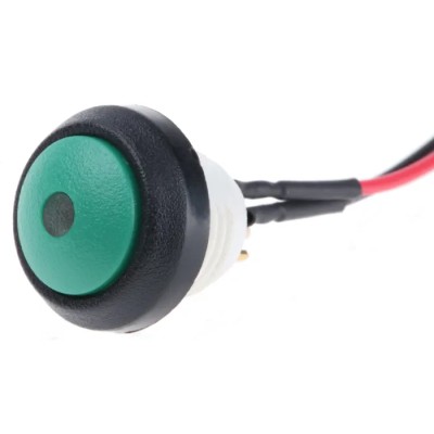 ITW Switches 48 Series Illuminated Push Button Switch Panel Mount 14 mm Cutout Green, SPST, IP67 48-6-RB-R-GR-B