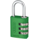 ABUS Combination Steel and Aluminium Safety Padlock, Weatherproof, 5 mm Shackle Diameter, 26 mm Shackle Length 145/30 Green